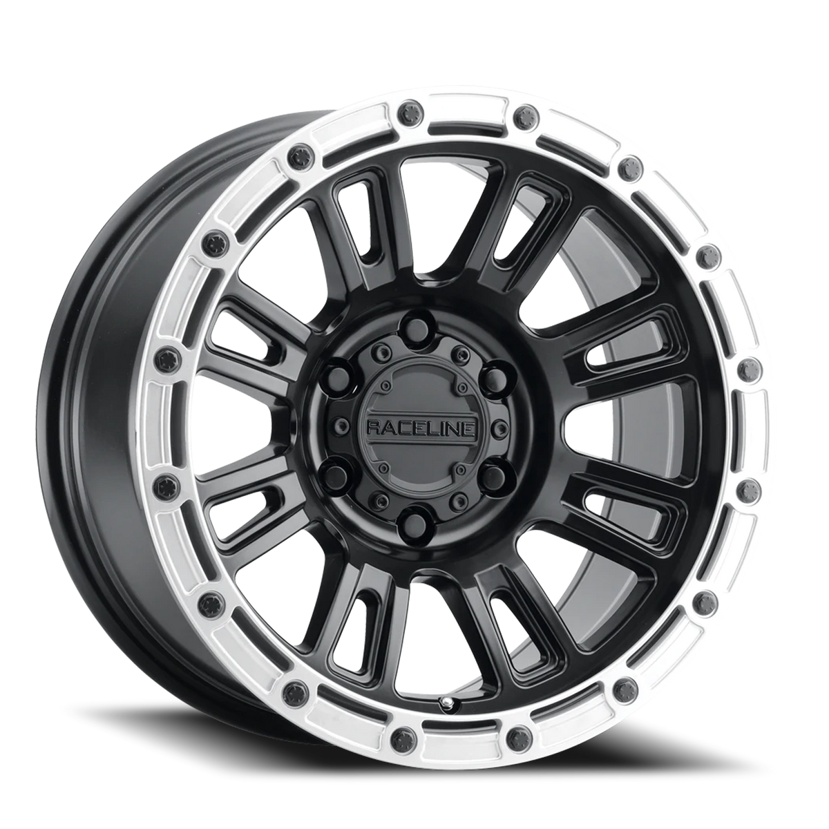 Aluminum Wheels 17x9 Compass 956BS Satin Black Silver Ring Raceline Wheels