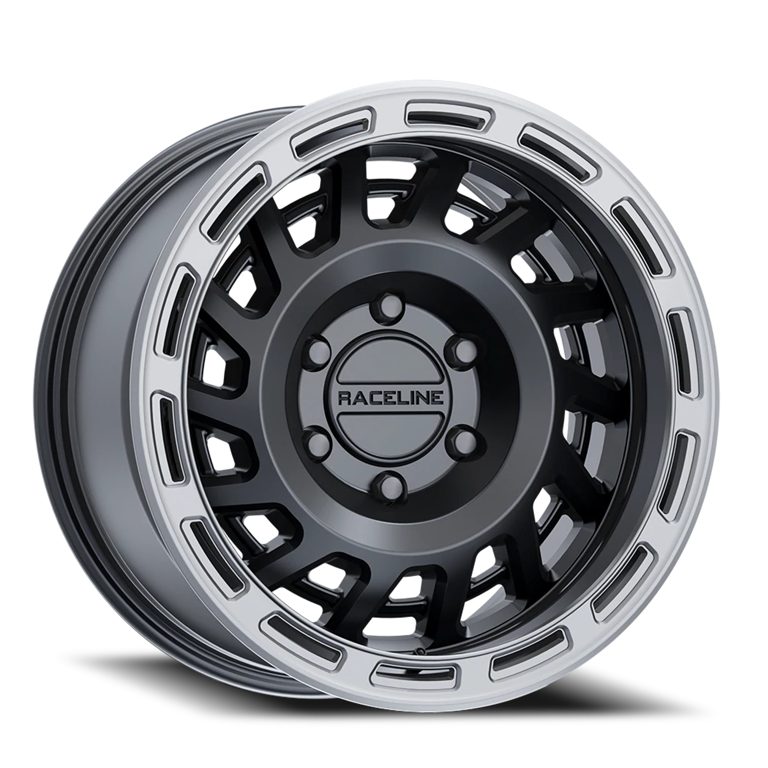 Aluminum Wheels 18x9 Halo 957BS Satin Black Silver Ring Raceline Wheels