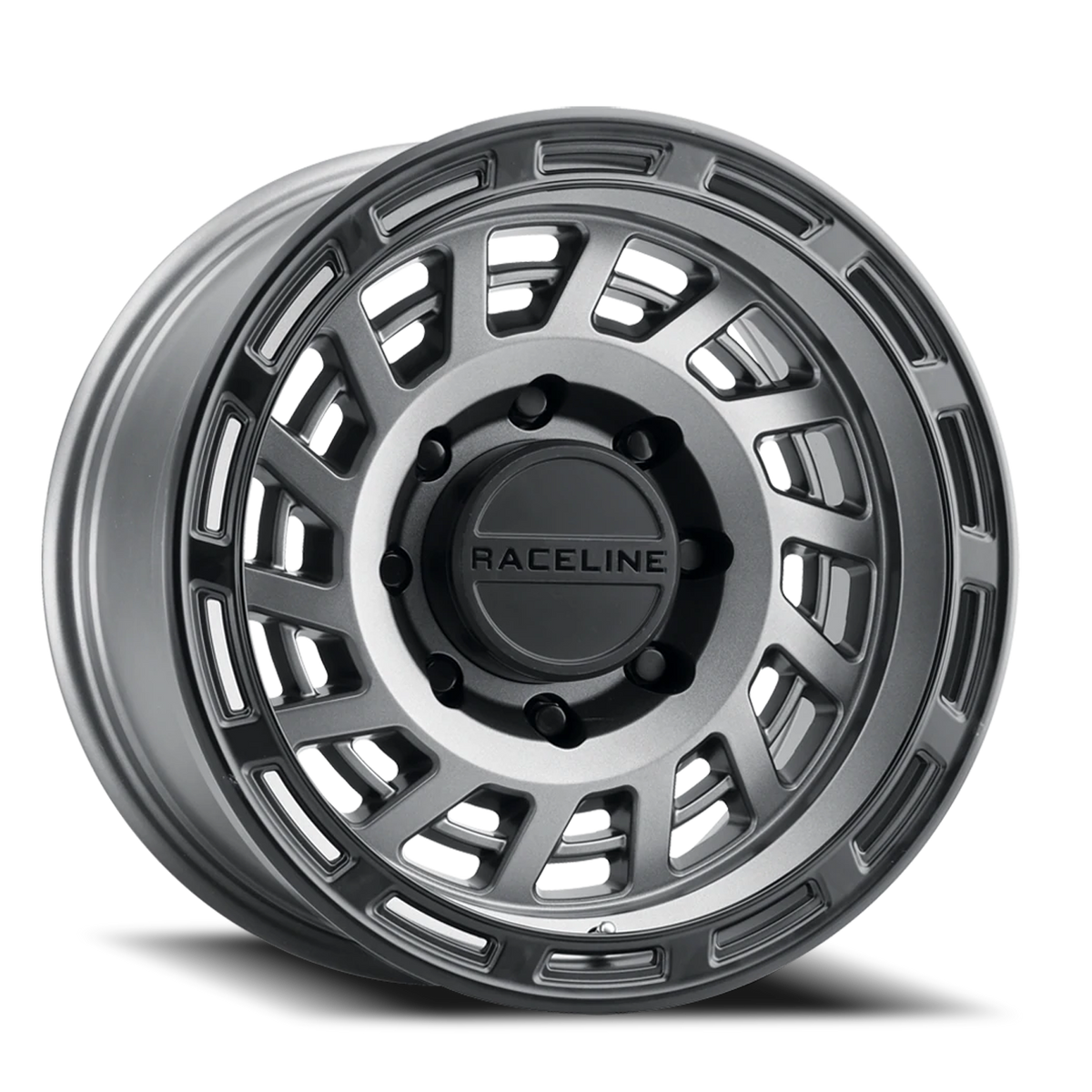 Aluminum Wheels 17x8.5 Halo 957GB Gunmetal Gray Black Ring Raceline Wheels