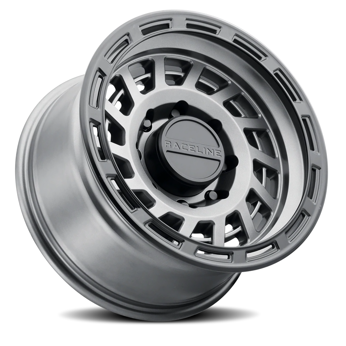 Aluminum Wheels 17x8.5 Halo 957GB Gunmetal Gray Black Ring Raceline Wheels