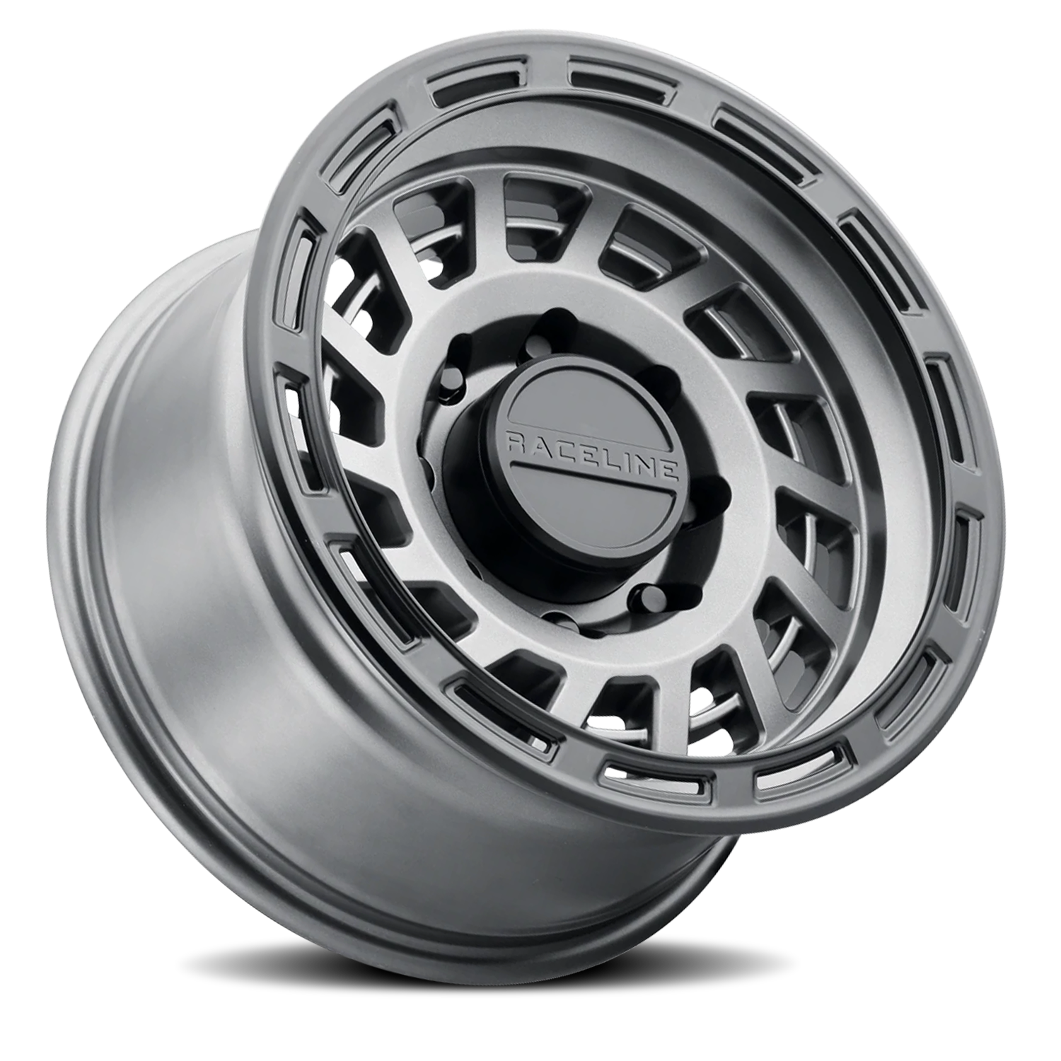 Aluminum Wheels 17x9 Halo 957GB Gunmetal Gray Black Ring Raceline Wheels