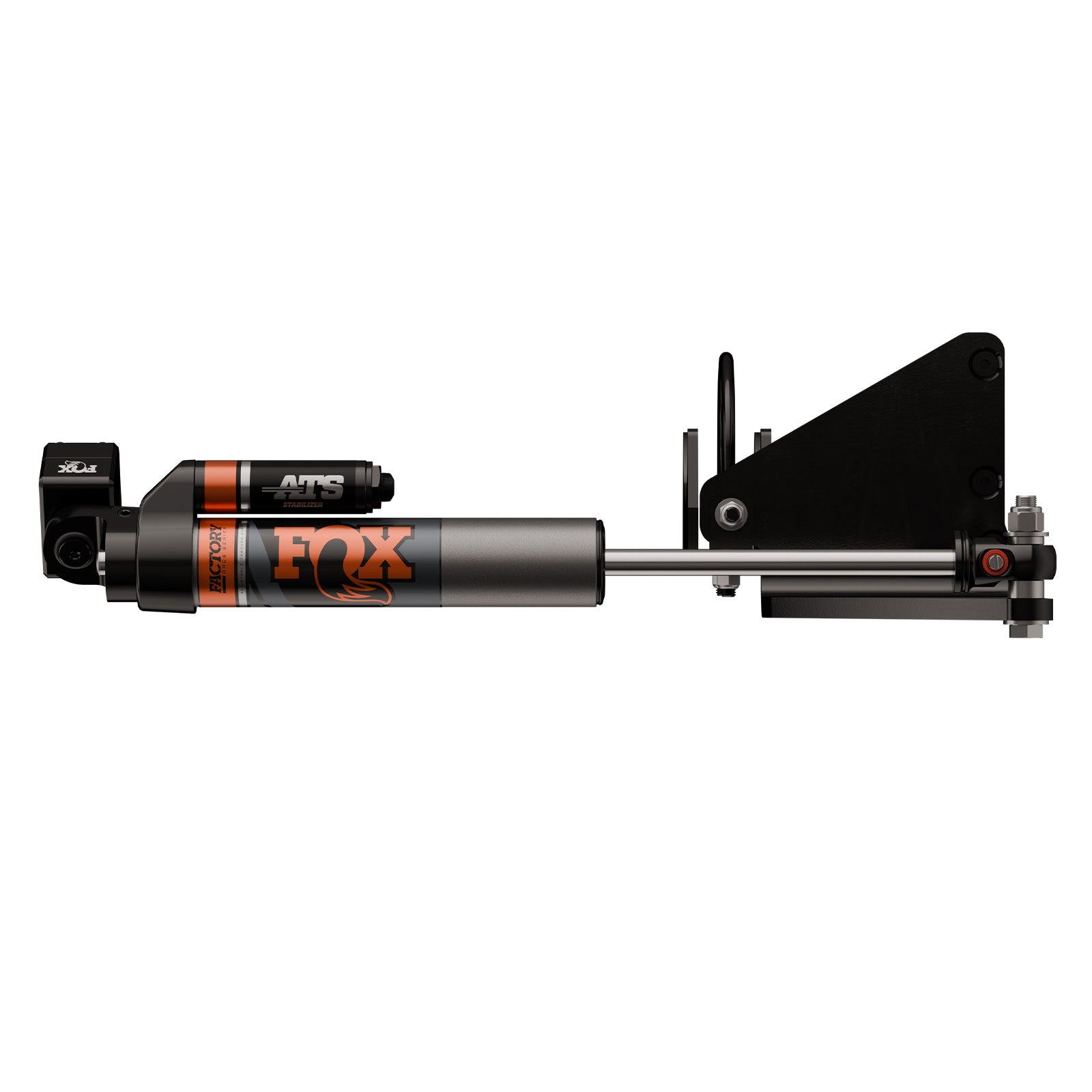23-On Ford Superduty ATS Stabilizer W/ Bracket 8.1 Inch Travel 22.19 Inch Ext 1-3/4 Inch Clamp FOX