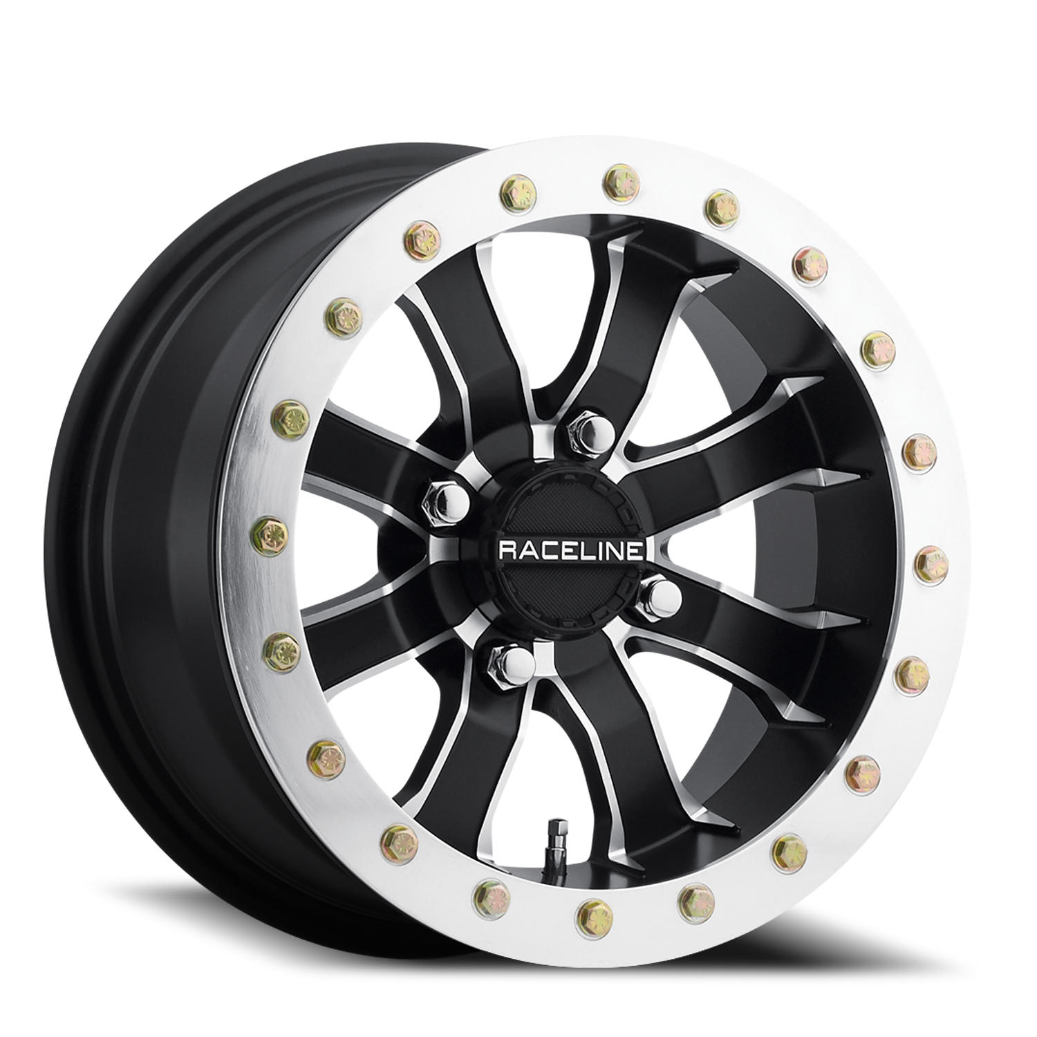 Aluminum Wheels 14x7 Mamba Beadlock UTV A71 Satin Black Machined Lip Raceline Wheels