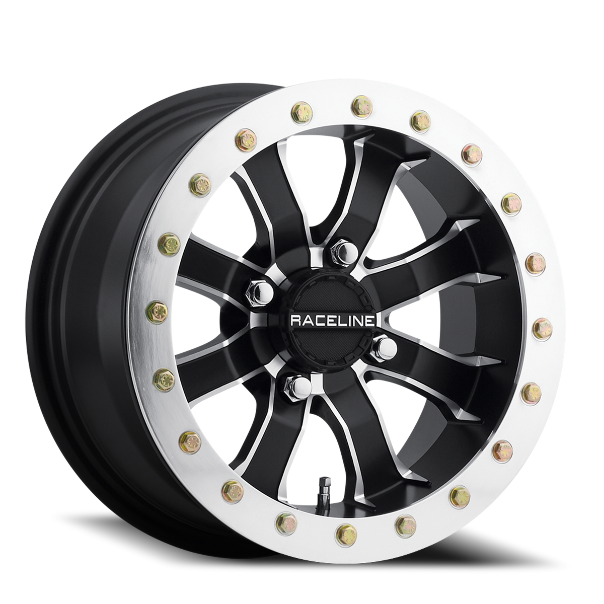 Aluminum Wheels 14x8 Mamba Beadlock UTV A71 Satin Black Machined Lip Raceline Wheels