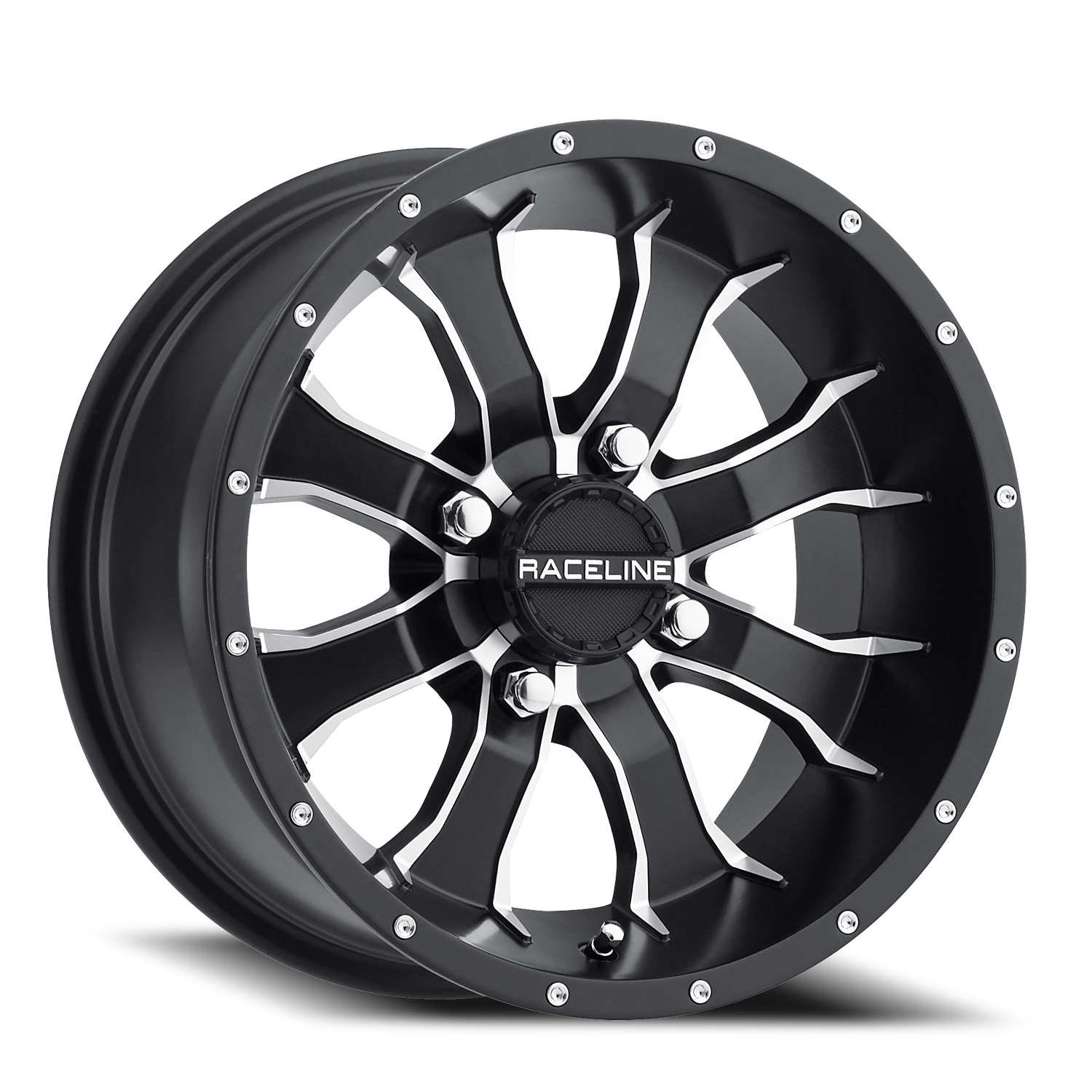 Aluminum Wheels 14x7 Mamba UTV A77 Satin Black Machined Spokes Raceline Wheels