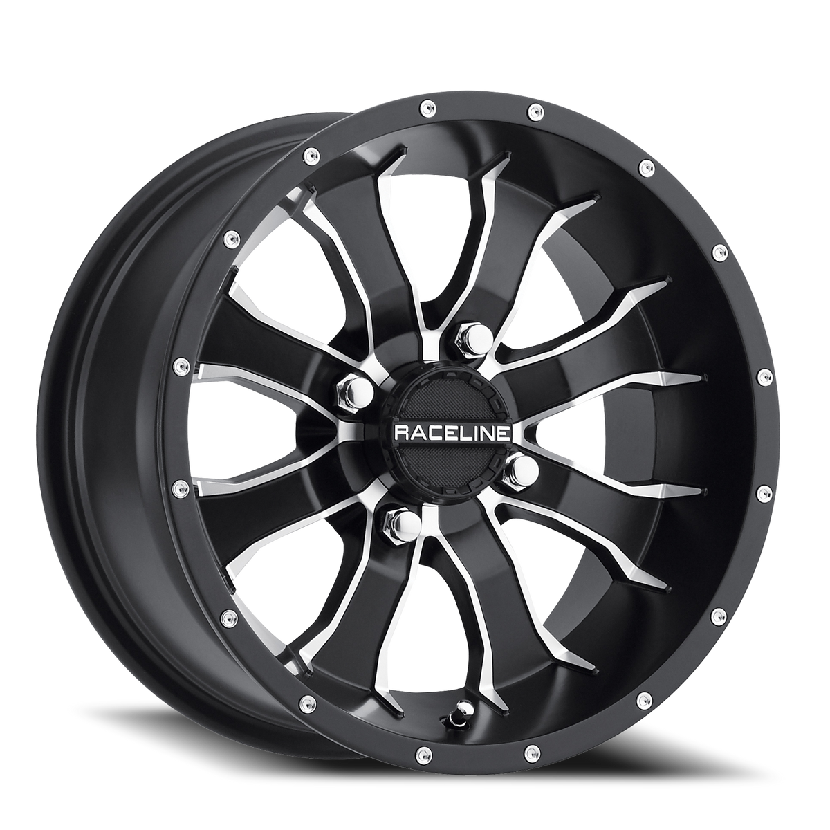 Aluminum Wheels 14x7 Mamba UTV A77 Satin Black Machined Spokes Raceline Wheels