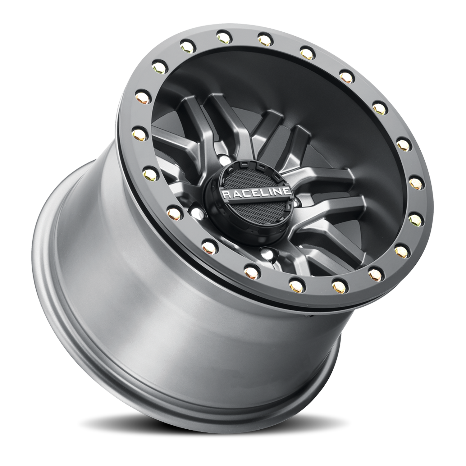 Aluminum Wheels 15x10 Ryno Beadlock UTV A91G Matte Dark Gunmetal Grey Raceline Wheels