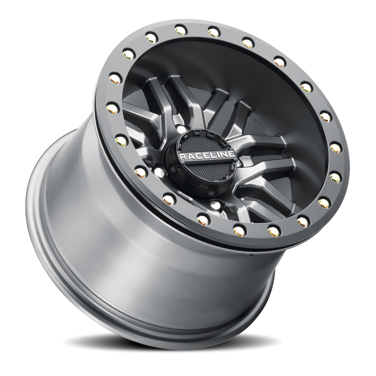 Aluminum Wheels 15x10 Ryno Beadlock UTV A91G Matte Dark Gunmetal Grey Raceline Wheels