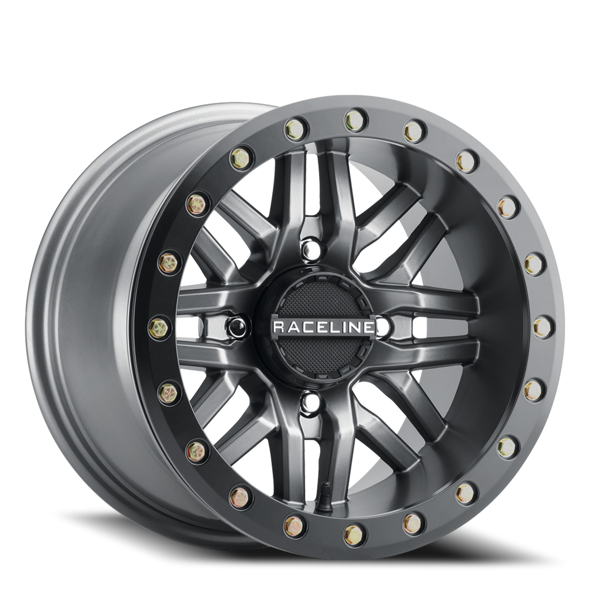 Aluminum Wheels 15x7 Ryno Beadlock UTV A91G Matte Dark Gunmetal Grey Raceline Wheels