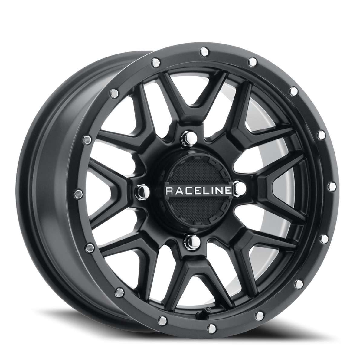 Aluminum Wheels 14x7 Krank Simulated Beadlock UTV A94B Satin Black Raceline Wheels