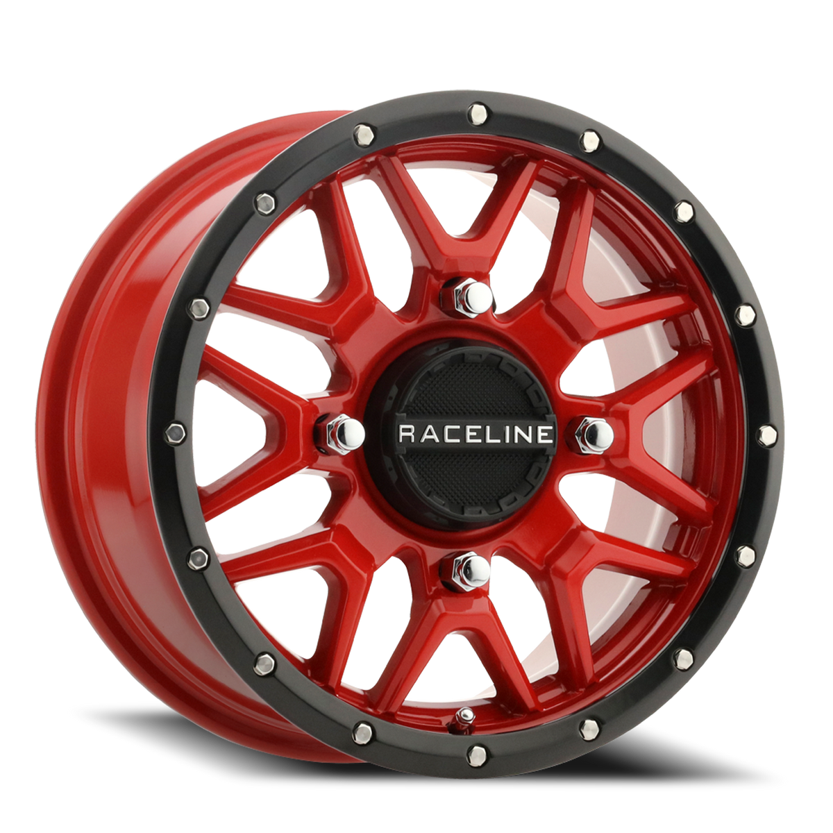Aluminum Wheels 14x7 Krank Simulated Beadlock UTV A94R Red Raceline Wheels