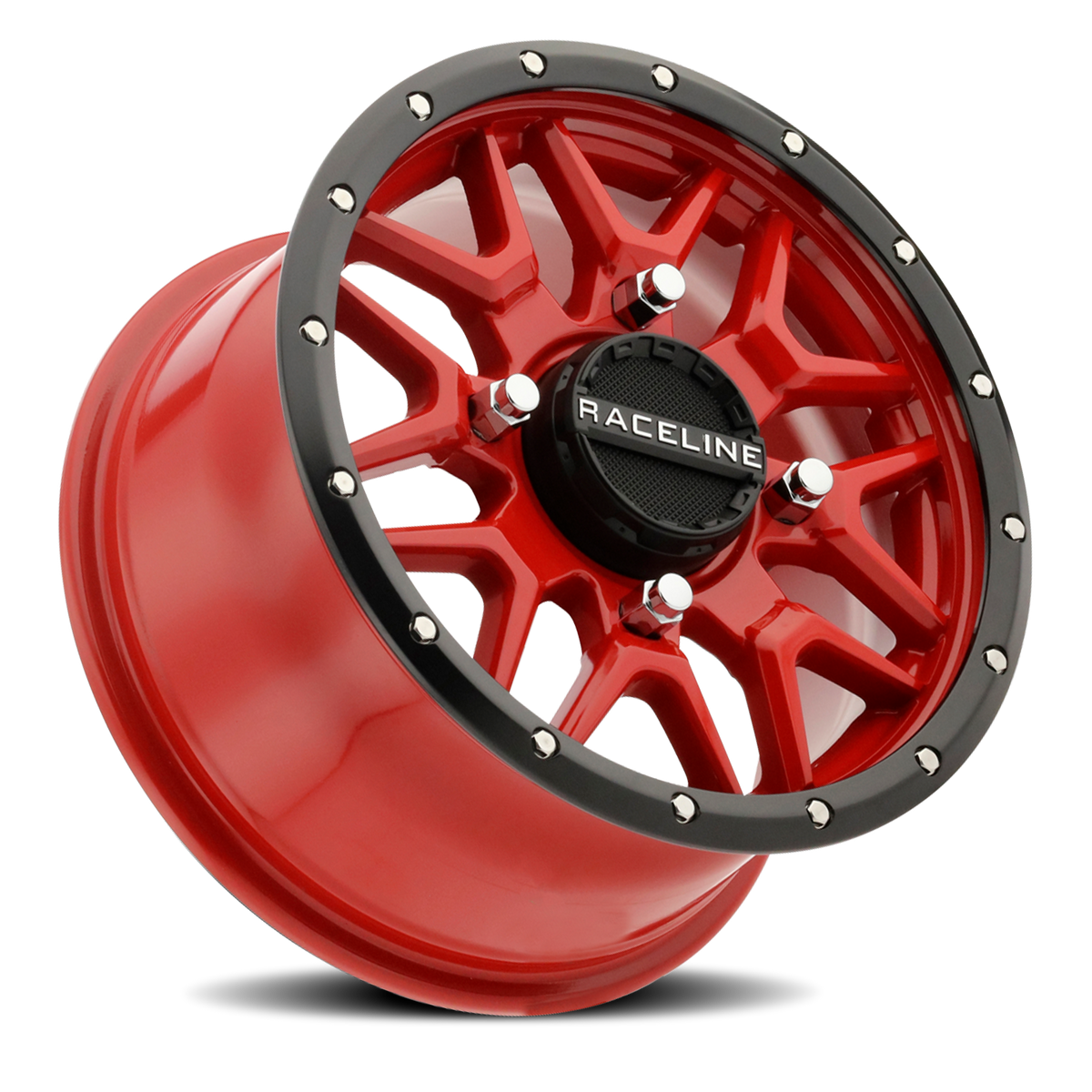 Aluminum Wheels 14x7 Krank Simulated Beadlock UTV A94R Red Raceline Wheels