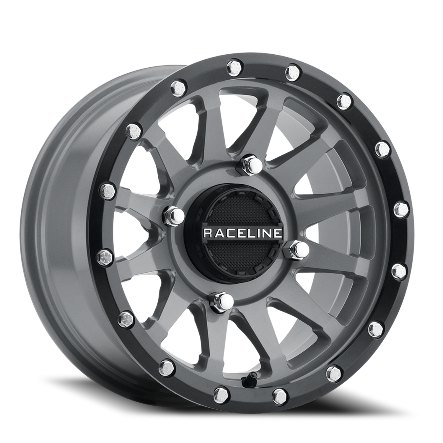 Aluminum Wheels 14x7 Trophy Simulated Beadlock UTV A95SG Stealth Grey Raceline Wheels