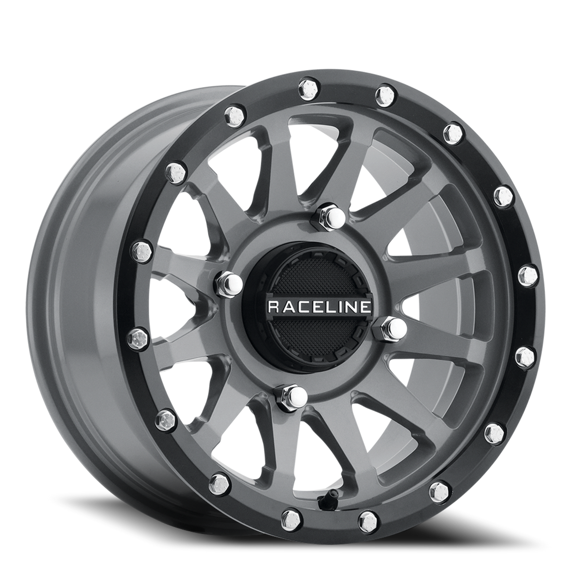 Aluminum Wheels 14x7 Trophy Simulated Beadlock UTV A95SG Stealth Grey Raceline Wheels