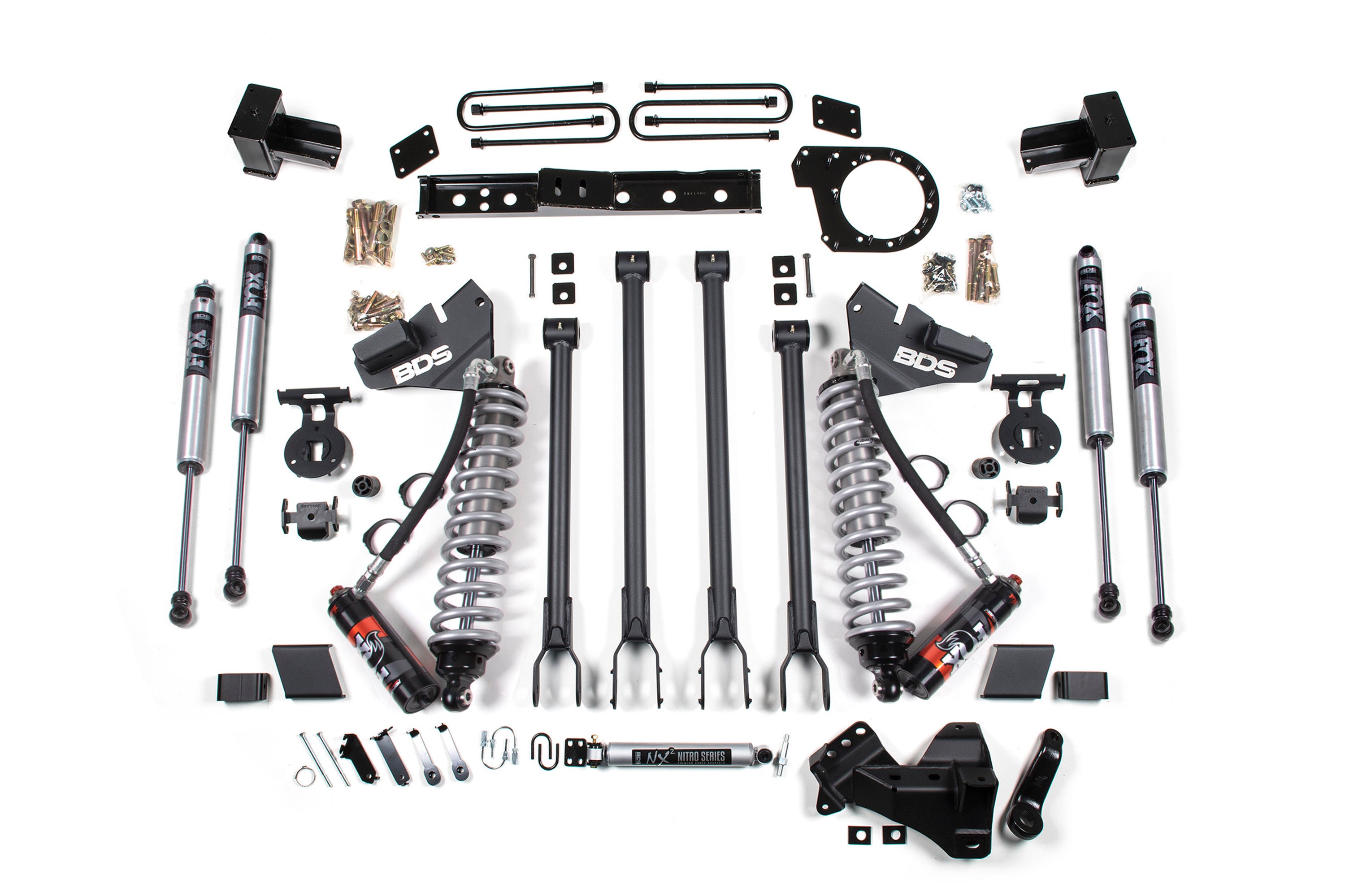 6 Inch Lift Kit w/ 4-Link FOX 2.5 Performance Elite Coil-Over Conversion Ford F250/F350 Super Duty 17-19 4WD Diesel Block Kit BDS Suspension