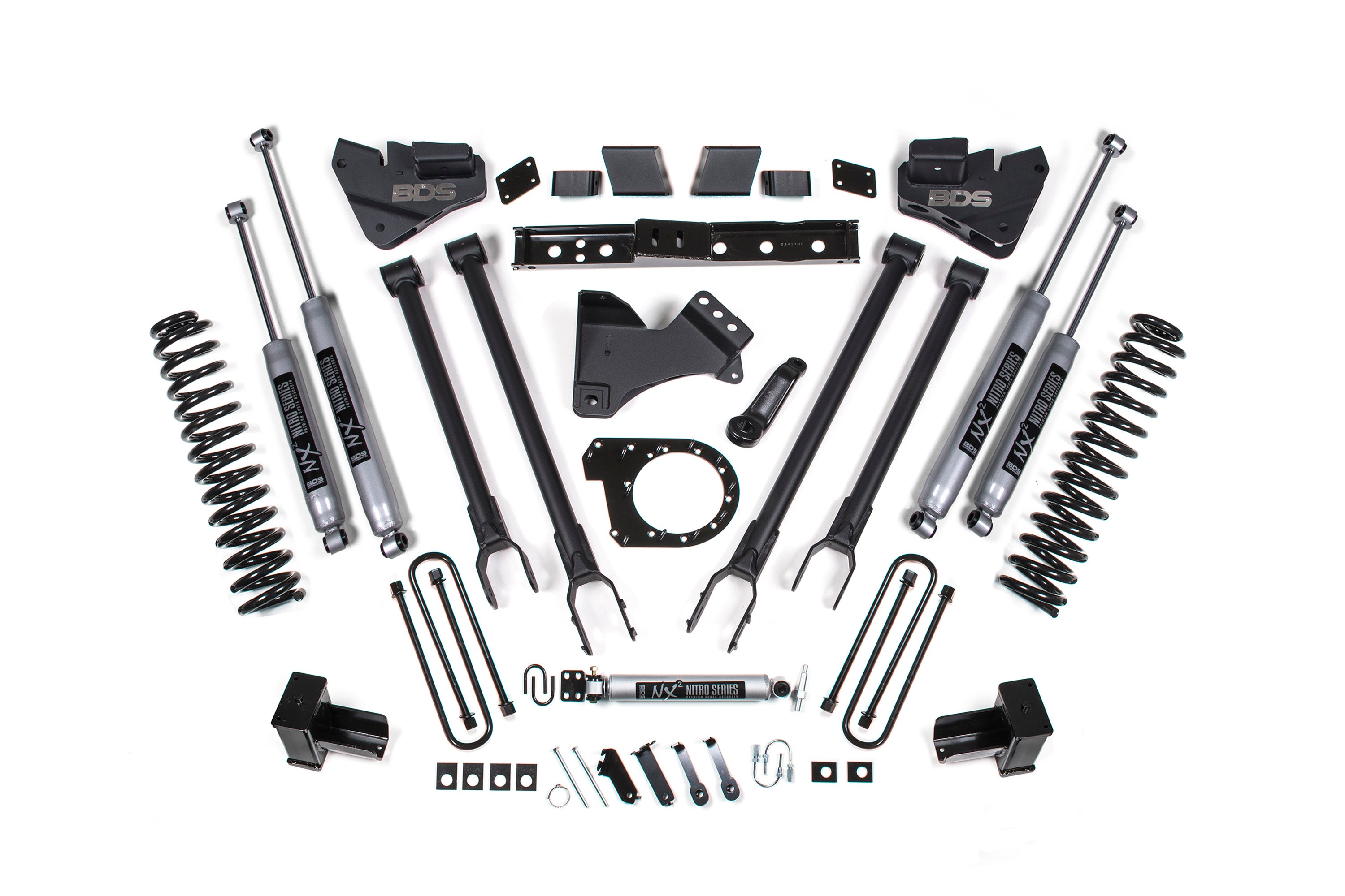 6 Inch Lift Kit 4-Link Conversion Ford F250/F350 Super Duty 17-19 4WD Diesel 5 Inch Block w/3 Leaf Main BDS Suspension