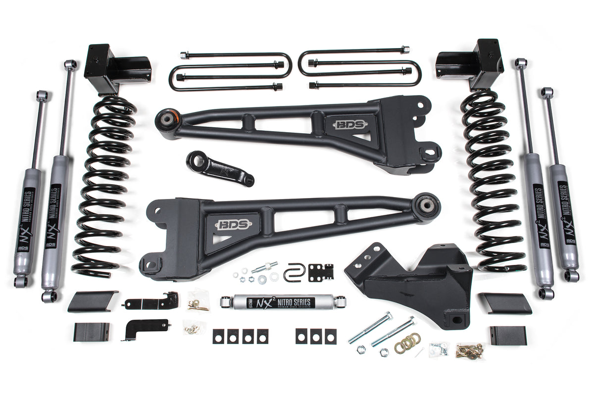 4 Inch Lift Kit w/ Radius Arm Ford F250/F350 Super Duty 17-19 4WD Gas Leaf Spring BDS Suspension