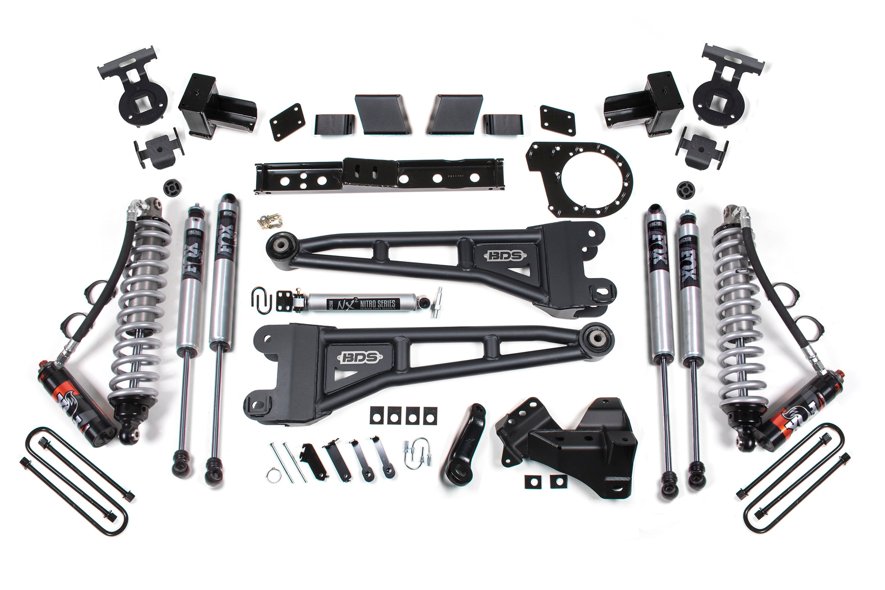 20-22 Ford F-250/F-350 4WD 7 Inch Radius Arm Suspension Lift Kit, 5 Inch Rear, Block, Diesel - Fox 2.5 Performance Elite Series C/O Front, Fox 2.0 IFP Performance Series Aux Front, Fox 2.0 IFP Performance Series Rear BDS Suspension