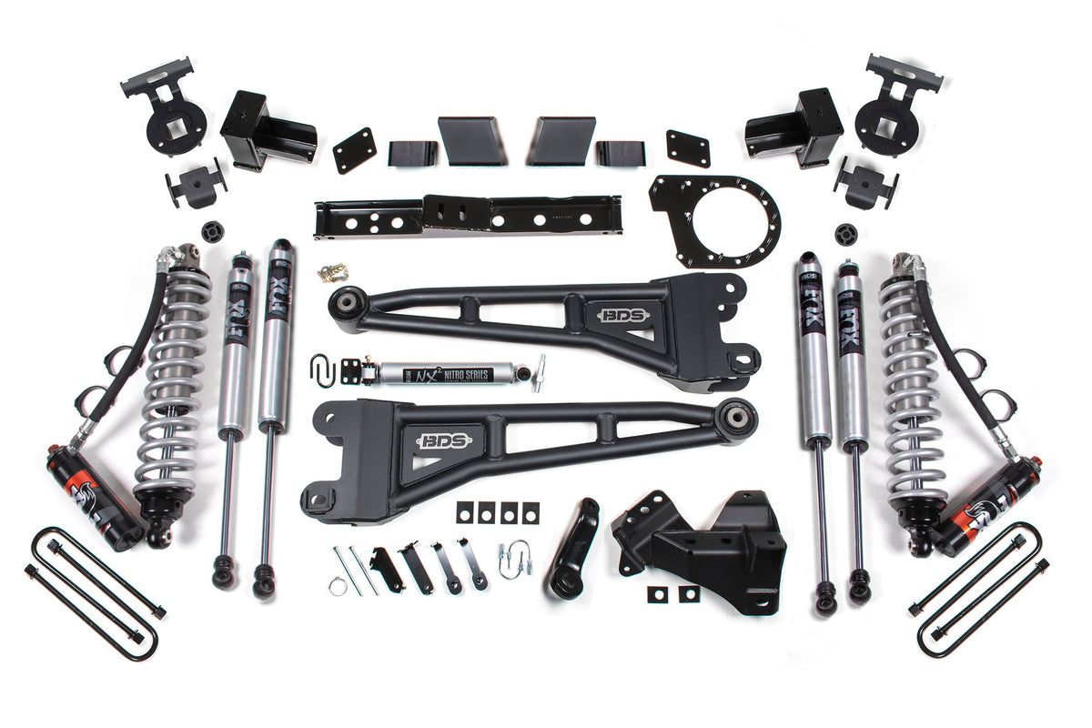 20-22 Ford F-250/F-350 4WD 7 Inch Radius Arm Suspension Lift Kit, 5 Inch Rear, Block, Diesel - Fox 2.5 Performance Elite Series C/O Front, Fox 2.0 IFP Performance Series Aux Front, Fox 2.0 IFP Performance Series Rear BDS Suspension