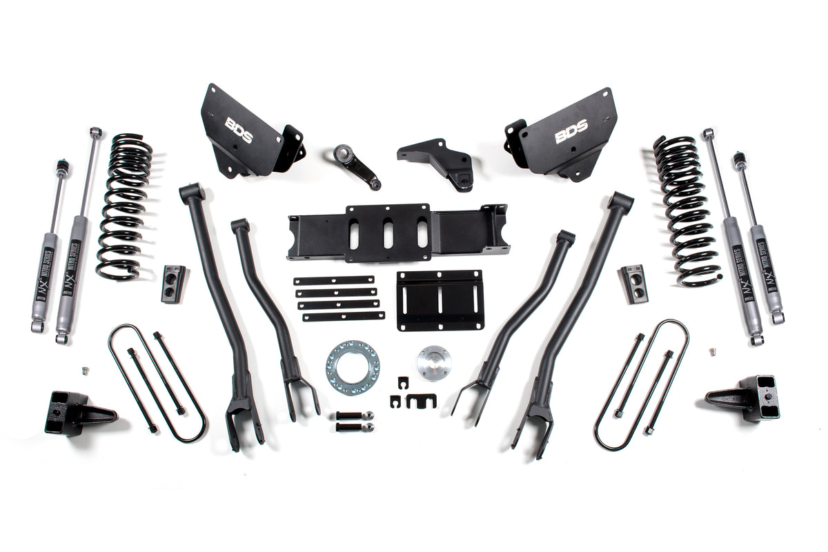 6 Inch Lift Kit w/ 4-Link Ram 3500 13-18 4WD Diesel Leaf Springs 6 Bolt Indexing Ring BDS Suspension