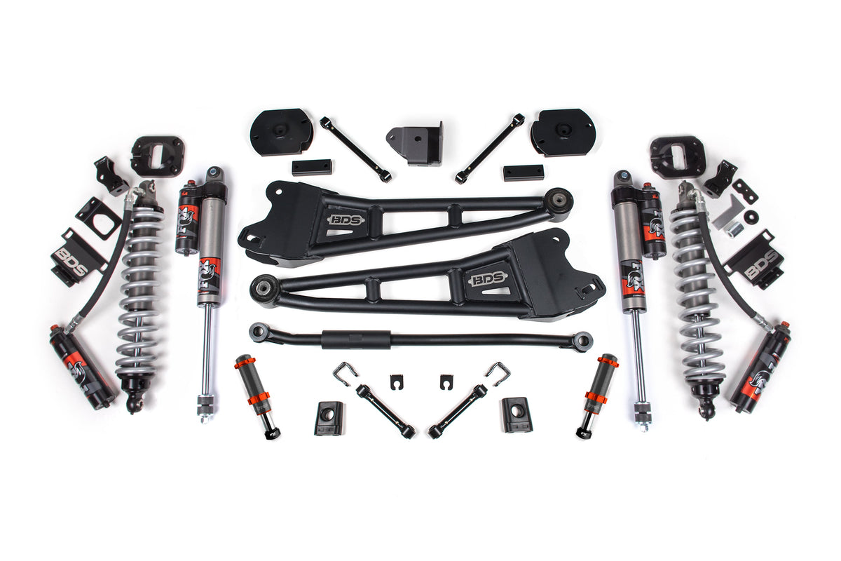14-18/2025-2026 Ram 2500 4WD 3 Inch Radius Arm Suspension Lift Kit, 1.25 Inch Rear, Coil Spacer, Diesel - Fox 2.5 Performance Elite Series C/O Front, FOX 2.0 Front Bump, Fox 2.5 Performance Elite Series Rear BDS Suspension