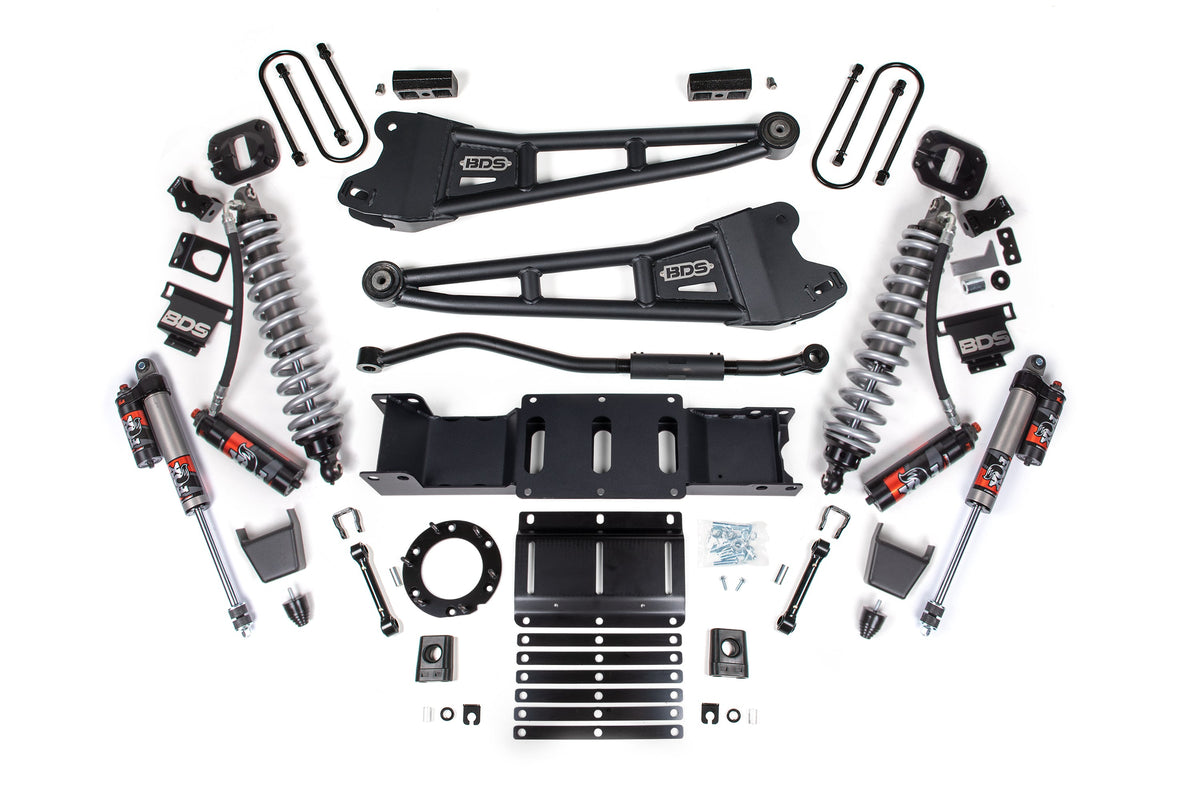 19-24 Ram 3500 4WD 3 Inch Radius Arm Suspension Lift Kit, 2 Inch Rear, Block w/Overload, 6 Bolt Diesel - Fox 2.5 Performance Elite Series C/O Front, Fox 2.5 Performance Elite Series Rear BDS Suspension