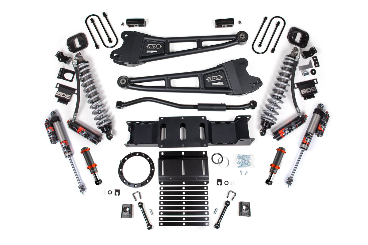 19-24 Ram 3500 4WD 3 Inch Radius Arm Suspension Lift Kit, 2 Inch Rear, Block w/o Overload, 6 Bolt Diesel - Fox 2.5 Performance Elite Series C/O Front, FOX 2.0 Front Bump, Fox 2.5 Performance Elite Series Rear BDS Suspension