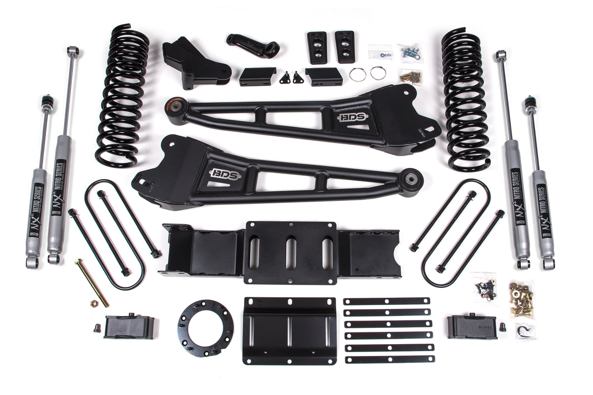 4 Inch Lift Kit w/ Radius Arm 3 Inch Rear Block Ram 3500 19-24 4WD Diesel Without Factory Rear Overload Leaf 6 Bolt BDS Suspension