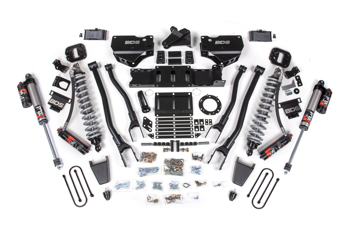 19-24 Ram 3500 4WD 4 Inch 4-Link Suspension Lift Kit, 2 Inch Rear, Block w/o Overload, 6 Bolt Diesel - Fox 2.5 Performance Elite Series C/O Front, Fox 2.5 Performance Elite Series Rear BDS Suspension