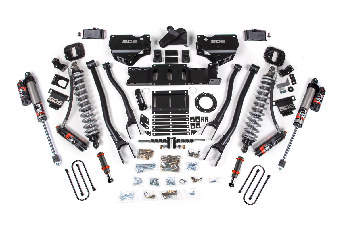 19-24 Ram 3500 4WD 4 Inch 4-Link Suspension Lift Kit, 2 Inch Rear, Block w/o Overload, 6 Bolt Diesel - Fox 2.5 Performance Elite Series C/O Front, FOX 2.0 Front Bump, Fox 2.5 Performance Elite Series Rear BDS Suspension