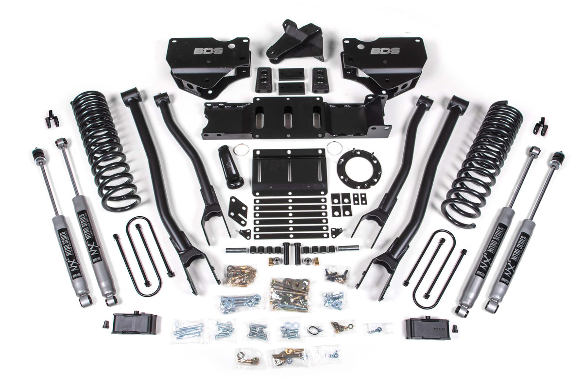 4 Inch Lift Kit w/ 4-Link Ram 3500 19-24 4WD Diesel With Factory Rear Overload Leaf 6 Bolt BDS Suspension