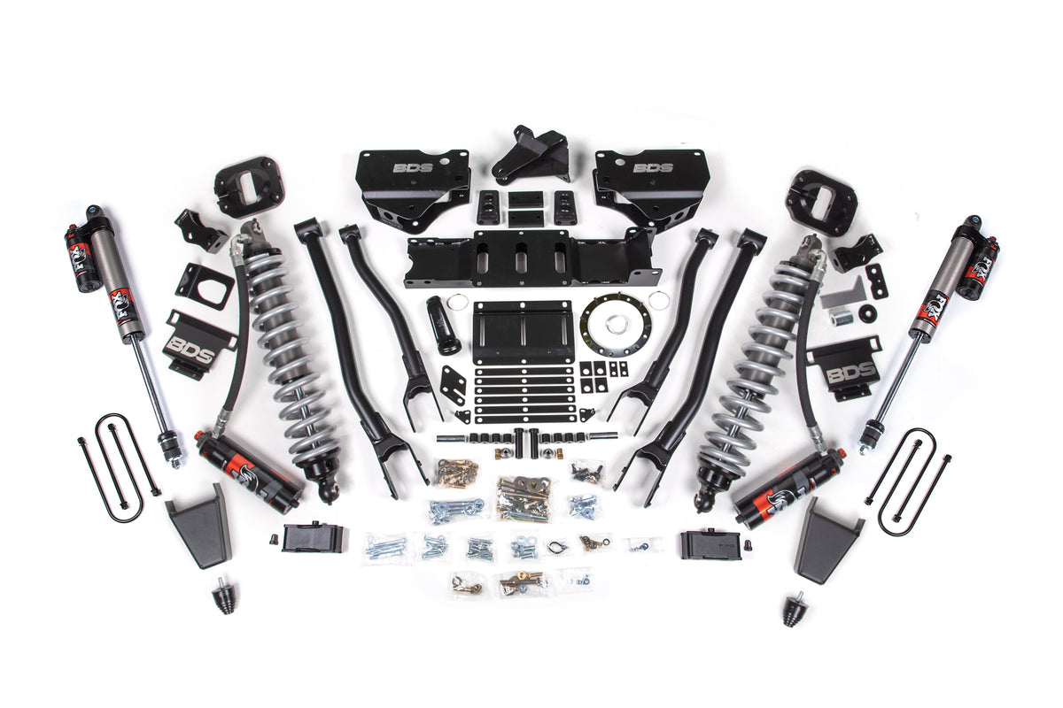19-24 Ram 3500 4WD 4 Inch 4-Link Suspension Lift Kit, 2 Inch Rear, Block w/ Overload, 6 Bolt Diesel - Fox 2.5 Performance Elite Series C/O Front, Fox 2.5 Performance Elite Series Rear BDS Suspension