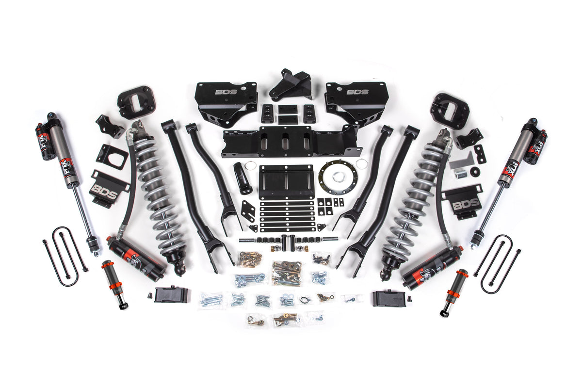 19-24 Ram 3500 4WD 4 Inch 4-Link Suspension Lift Kit, 2 Inch Rear, Block w/ Overload, 6 Bolt Diesel - Fox 2.5 Performance Elite Series C/O Front, FOX 2.0 Front Bump, Fox 2.5 Performance Elite Series Rear BDS Suspension