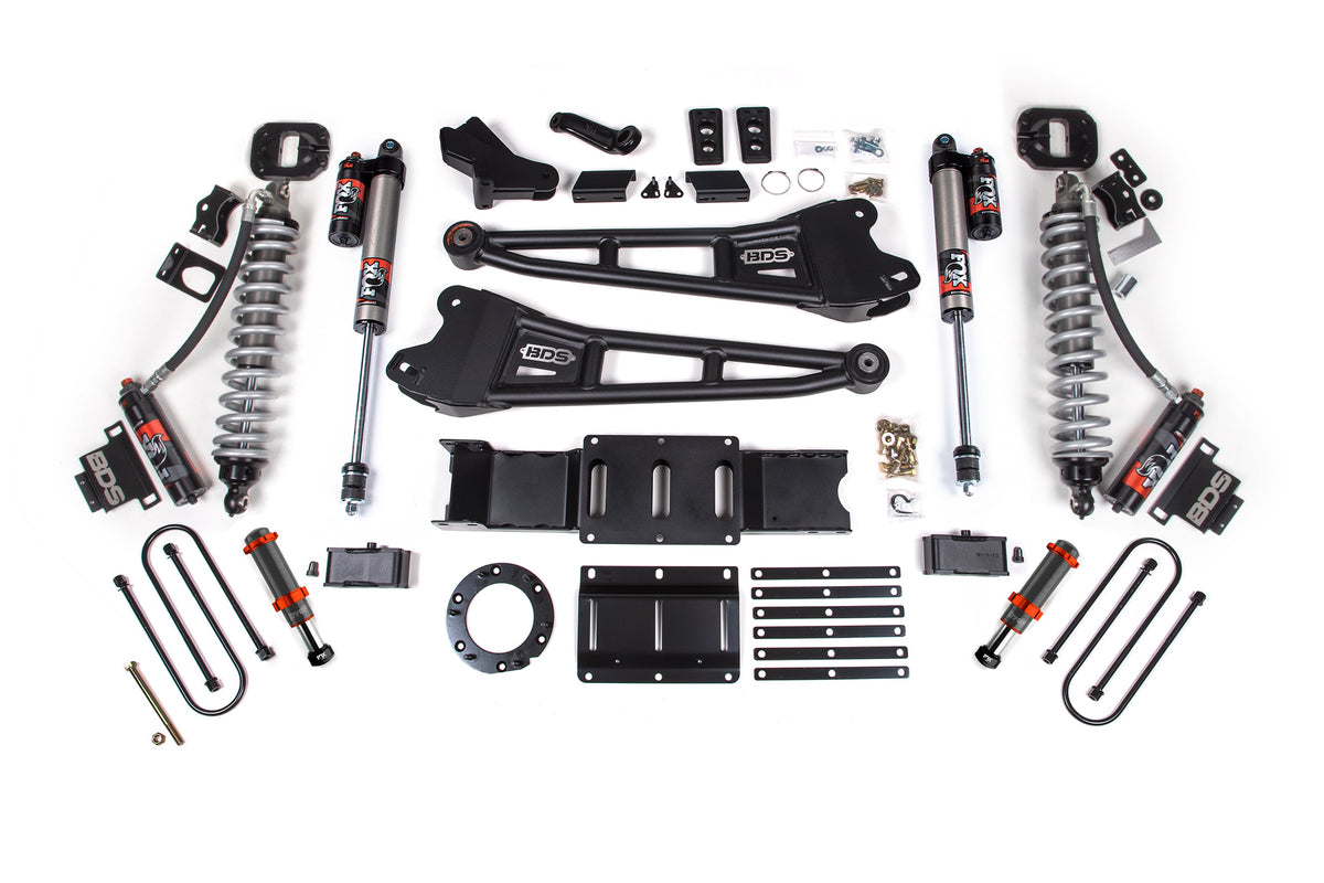 19-24 Ram 3500 4WD 6 Inch Radius Arm Suspension Lift Kit, 5 Inch Rear, Block w/o Overload, 6 Bolt Diesel - Fox 2.5 Performance Elite Series C/O Front, FOX 2.0 Front Bump, Fox 2.5 Performance Elite Series Rear BDS Suspension