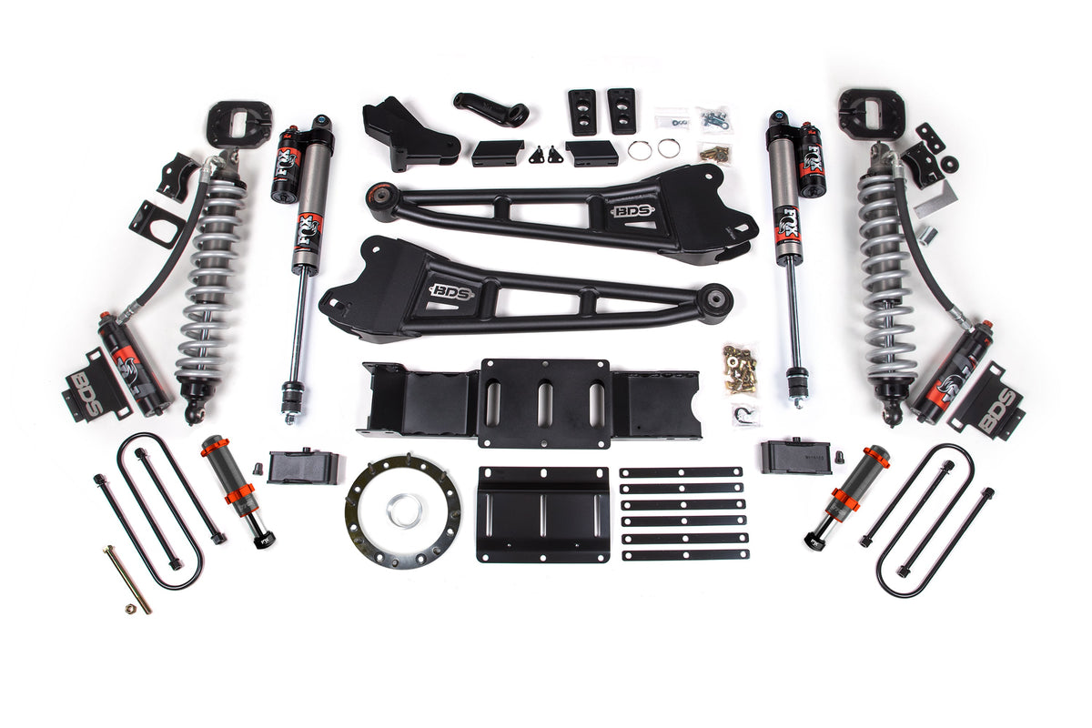 19-24 Ram 3500 4WD 6 Inch Radius Arm Suspension Lift Kit, 5 Inch Rear, Block w/ Overload, 6 Bolt Diesel - Fox 2.5 Performance Elite Series C/O Front, FOX 2.0 Front Bump, Fox 2.5 Performance Elite Series Rear BDS Suspension