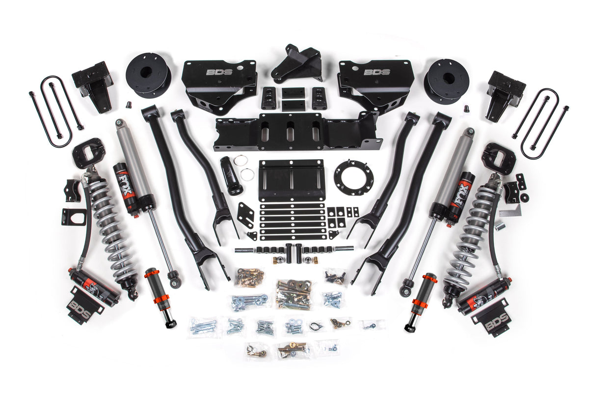 19-24 Ram 3500 4WD 6 Inch 4-Link Suspension Lift Kit, 5 Inch Rear, Block w/ Overload, 6 Bolt Diesel - Fox 2.5 Performance Elite Series C/O Front, Fox 2.5 Performance Elite Series Rear BDS Suspension