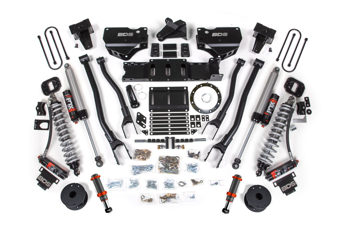 19-24 Ram 3500 4WD 6 Inch 4-Link Suspension Lift Kit, 5 Inch Rear, Block w/ Overload, 6 Bolt Diesel - Fox 2.5 Performance Elite Series C/O Front, FOX 2.0 Front Bump, Fox 2.5 Performance Elite Series Rear BDS Suspension