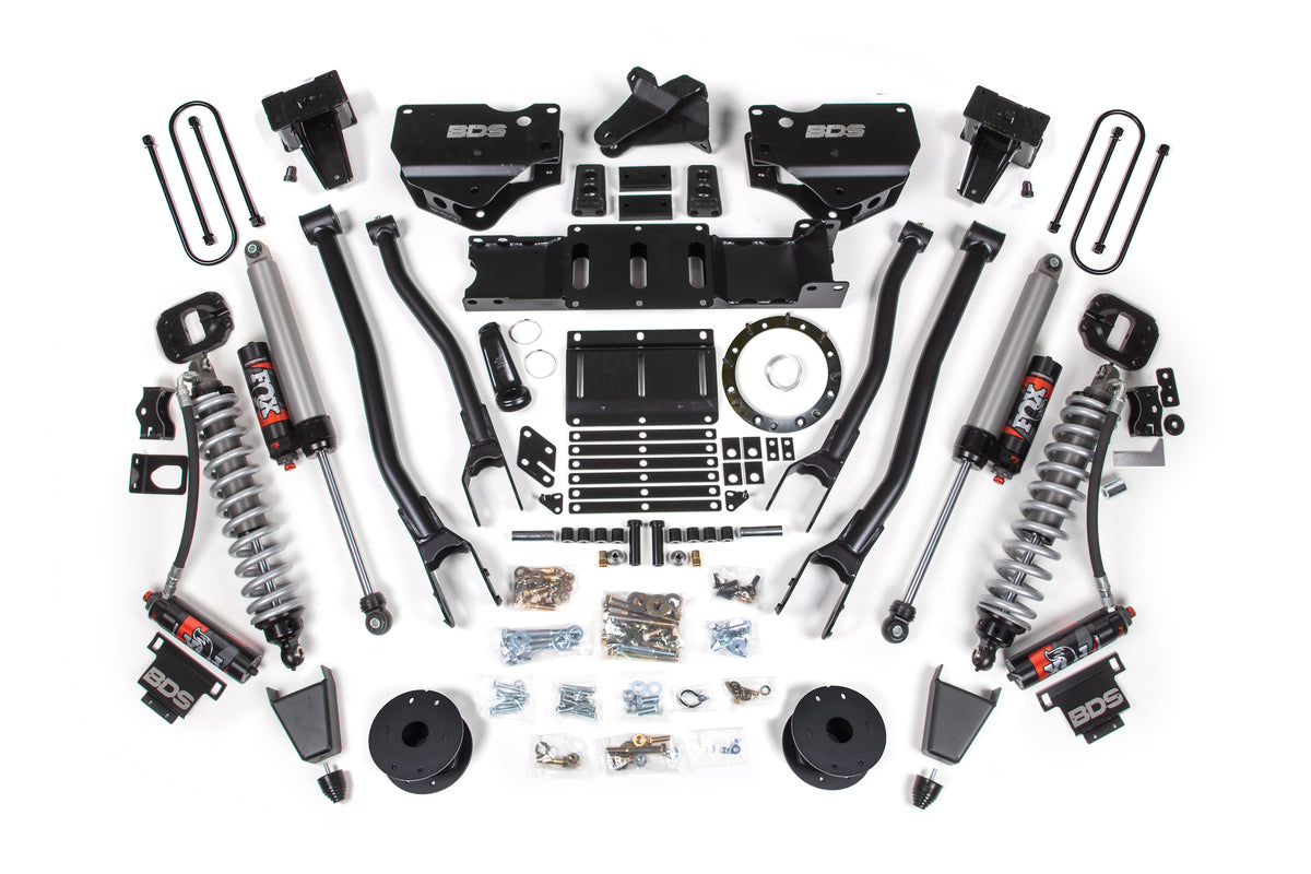 19-24 Ram 3500 4WD 6 Inch 4-Link Suspension Lift Kit, 5 Inch Rear, Block w/o Overload, 8 Bolt Diesel - Fox 2.5 Performance Elite Series C/O Front, Fox 2.5 Performance Elite Series Rear BDS Suspension