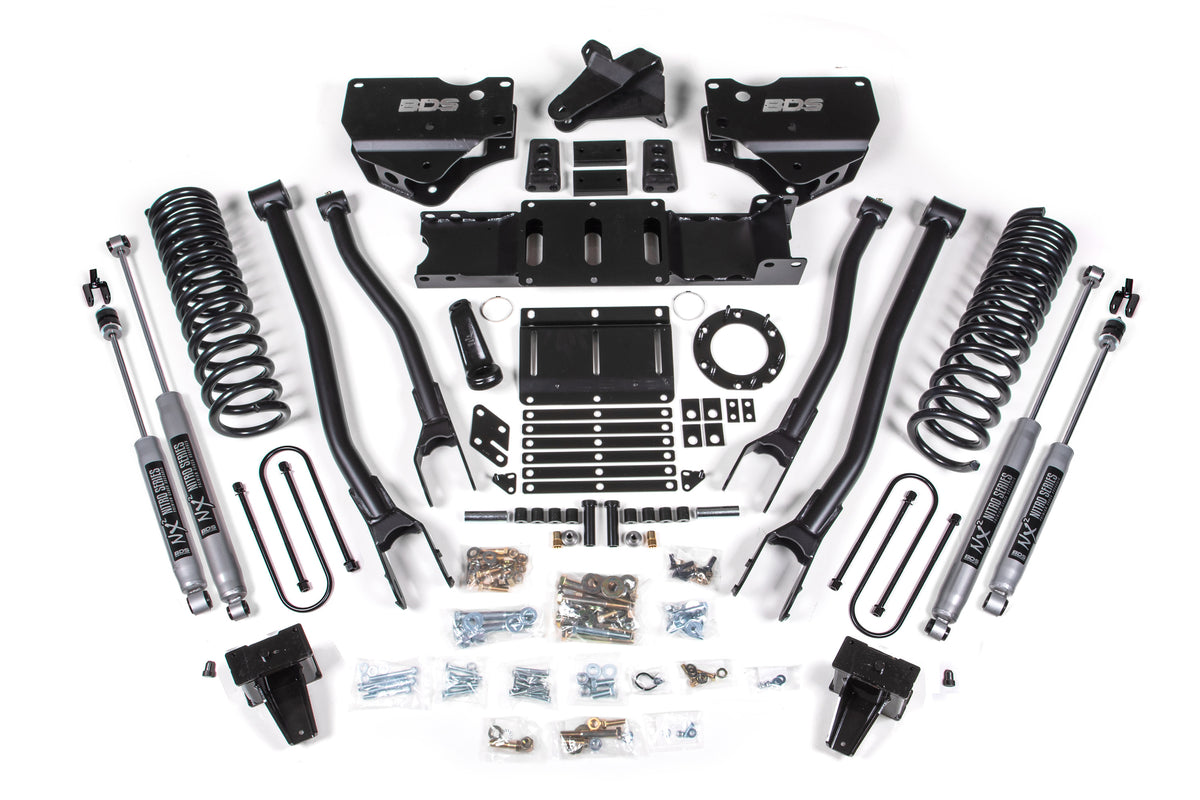 5.5 Inch Lift Kit w/ 4-Link Ram 3500 19-24 4WD Gas Factory Rear Overload Leaf BDS Suspension