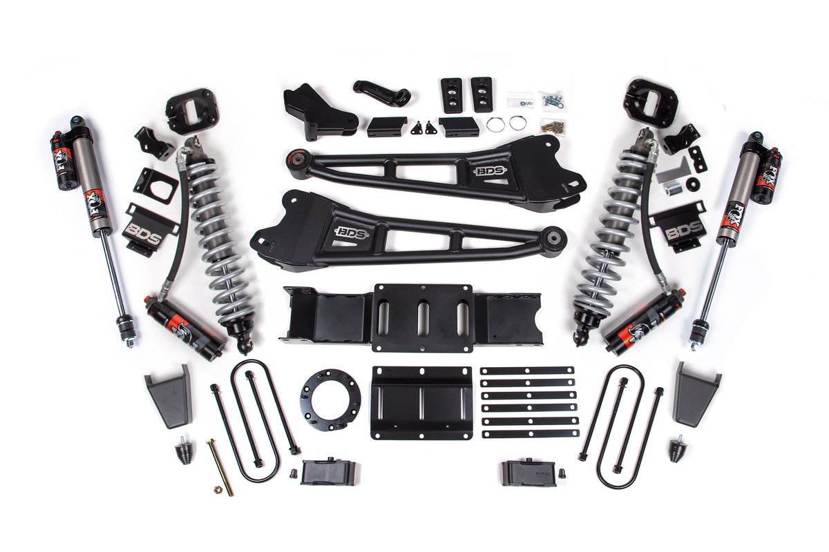 19-24 Ram 3500 4WD 4 Inch Radius Arm Suspension Lift Kit, 2 Inch Rear, Block w/o Overload, 6 Bolt Diesel - Fox 2.5 Performance Elite Series C/O Front, Fox 2.5 Performance Elite Series Rear BDS Suspension