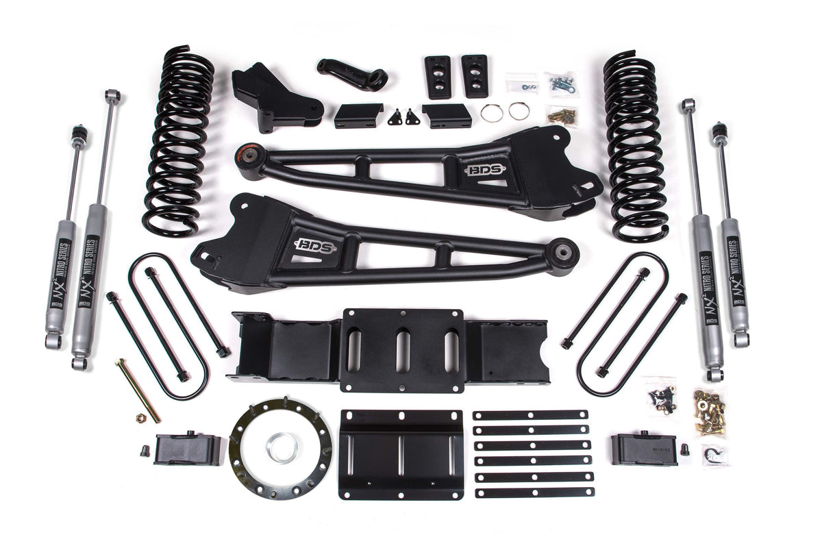 4 Inch Lift Kit w/ Radius Arm 2 Inch Rear Block Ram 3500 19-24 4WD Diesel With Factory Rear Overload Leaf 8 Bolt BDS Suspension