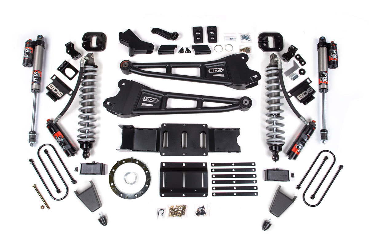 19-24 Ram 3500 4WD 4 Inch Radius Arm Suspension Lift Kit, 2 Inch Rear, Block w/ Overload, 8 Bolt Diesel - Fox 2.5 Performance Elite Series C/O Front, Fox 2.5 Performance Elite Series Rear BDS Suspension