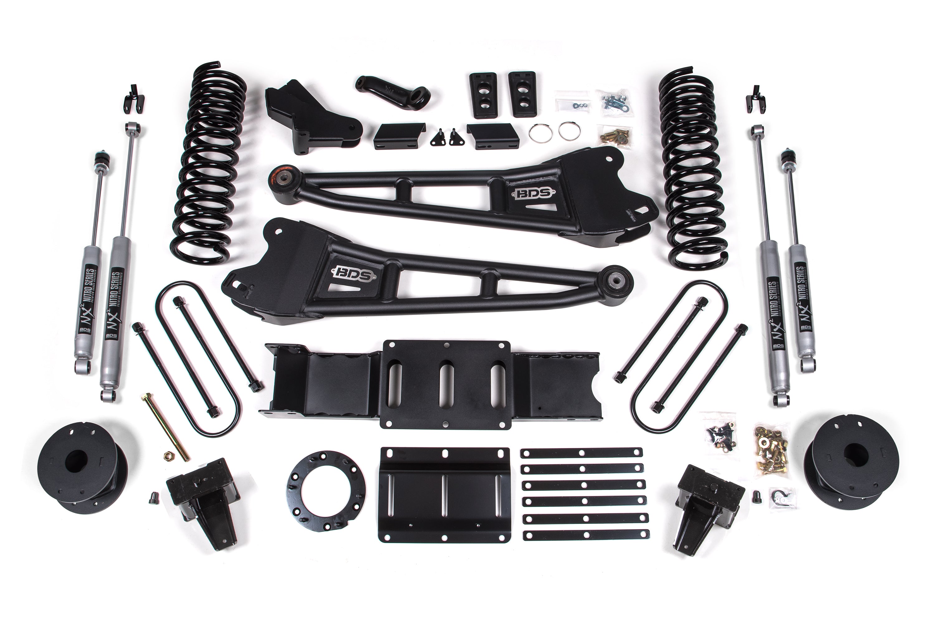 5.5 Inch Lift Kit w/ Radius Arm Ram 3500 w/ Rear Air Ride 19-24 4WD Gas BDS Suspension