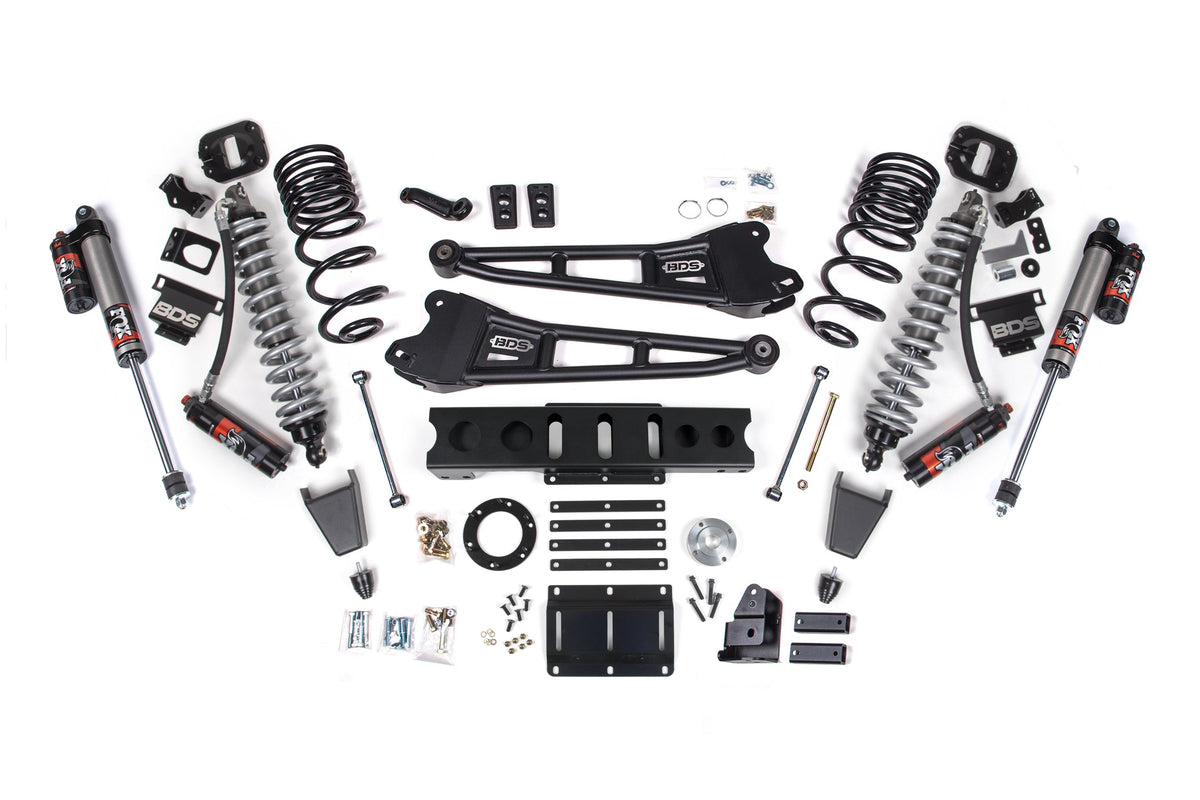 13-18 Ram 3500 4WD 6 Inch 4-Link Suspension Lift Kit, 4 Inch Rear, Block, 6 Bolt Diesel - Fox 2.5 Performance Elite Series C/O Front, FOX 2.0 Front Bump, Fox 2.5 Performance Elite Series Rear BDS Suspension