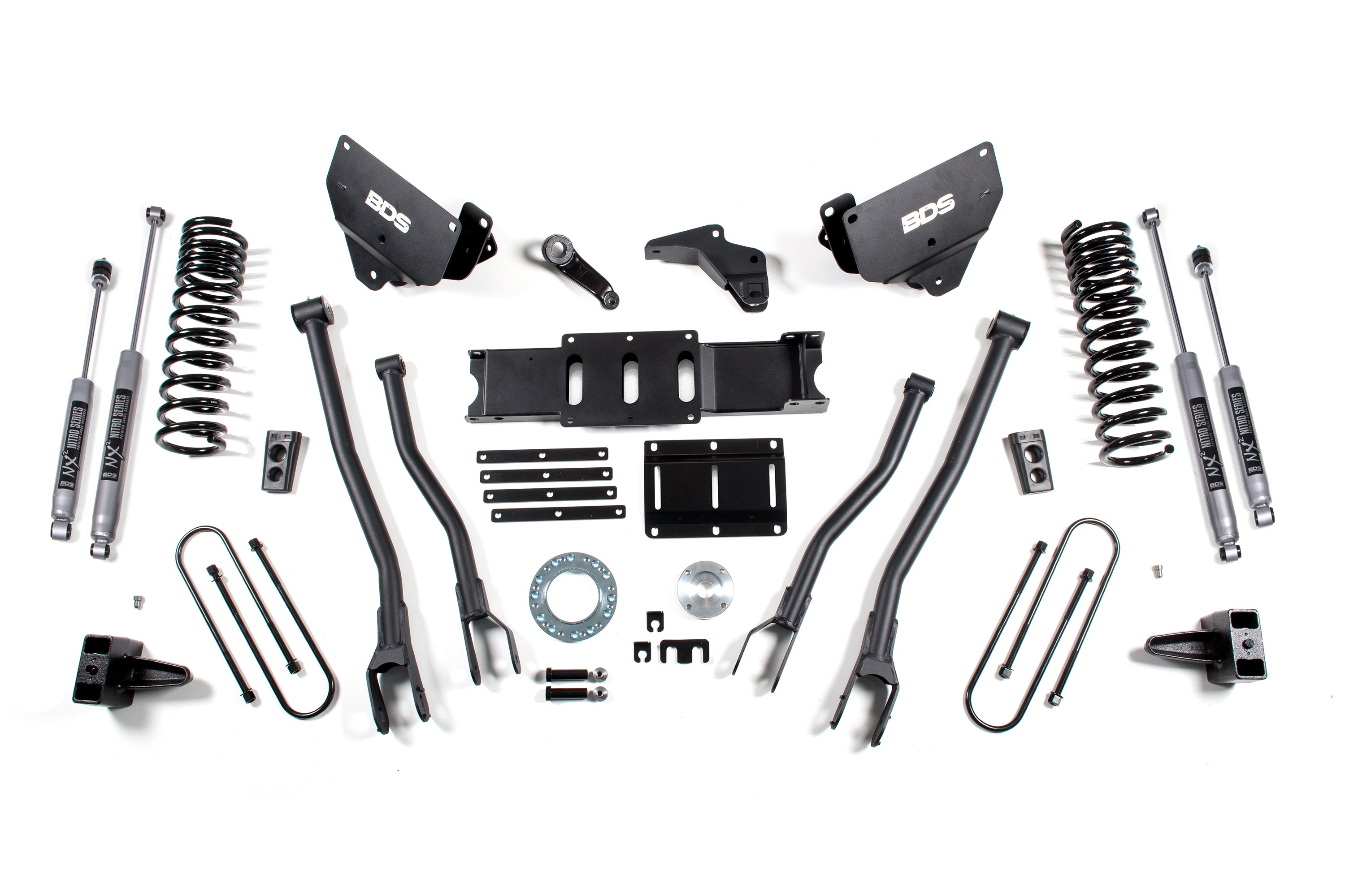 6 Inch Lift Kit w/ 4-Link Ram 3500 13-18 4WD Diesel 4 Inch Block 8 Bolt Indexing Ring BDS Suspension