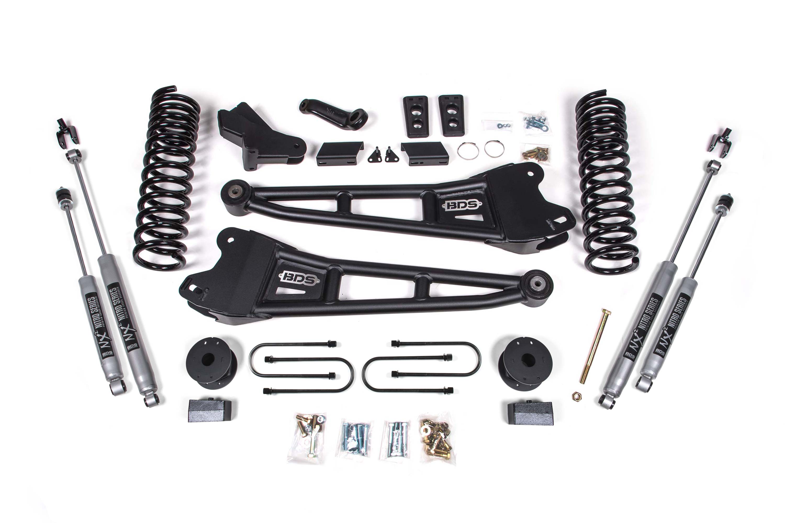 4 Inch Lift Kit w/ Radius Arm Ram 3500 w/ Rear Air Ride 13-18 4WD Diesel BDS Suspension