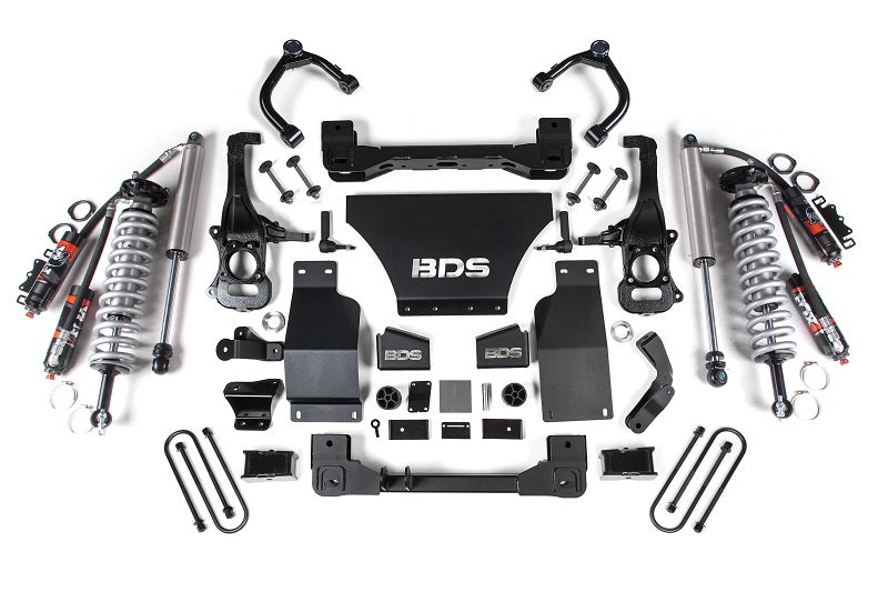 2025 Silverado/Sierra 1500 4WD 4 Inch Suspension Lift Kit V8 Gas 3 Inch Rear Block -Fox 2.5 PES C/O Front BDS Suspension