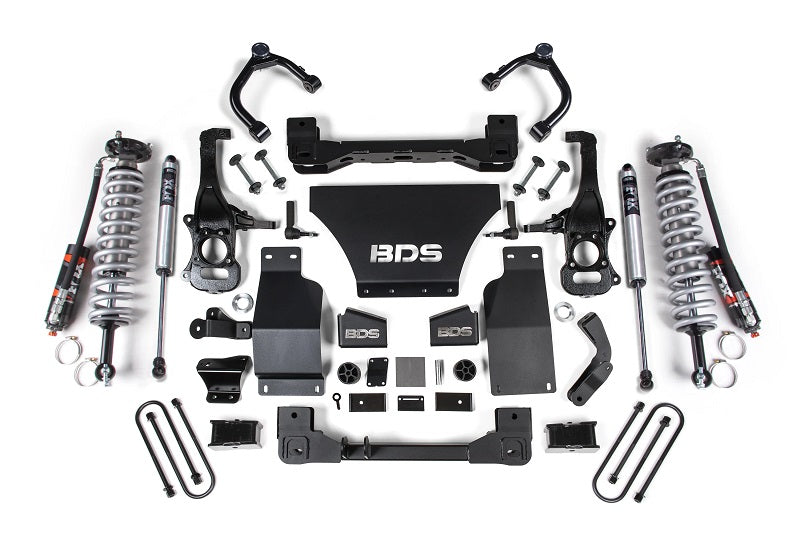 2025 Chevy TB/GMC AT4 1500 4WD 2.5 Inch Suspension Lift Kit V8 Gas 1 Inch Rear Block -Fox 2.5 PES C/O Front BDS Suspension