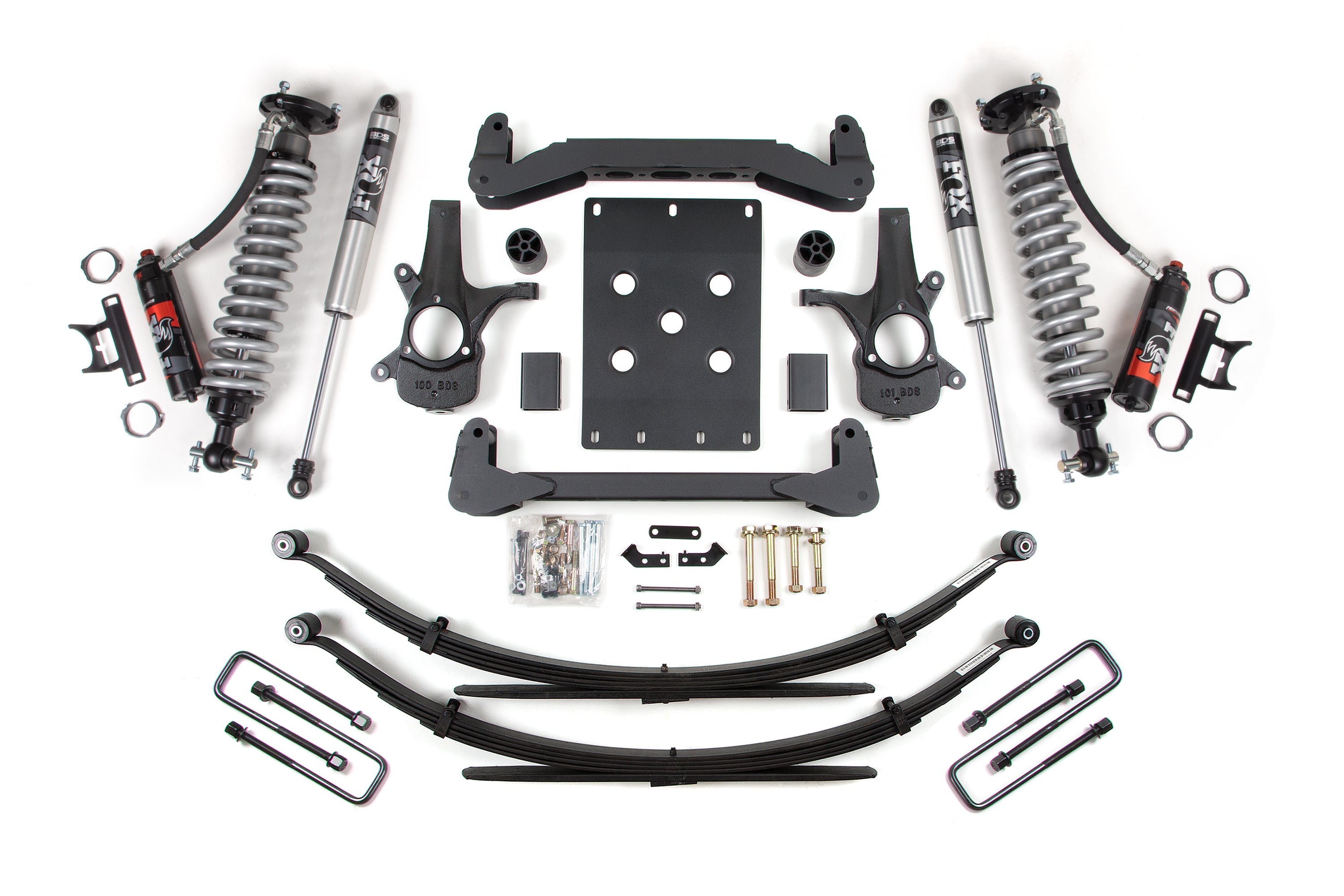 4 Inch Lift Kit FOX 2.5 Performance Elite Leaf Springs Coil-Over 07-13 Silverado/Sierra 1500 BDS Suspension