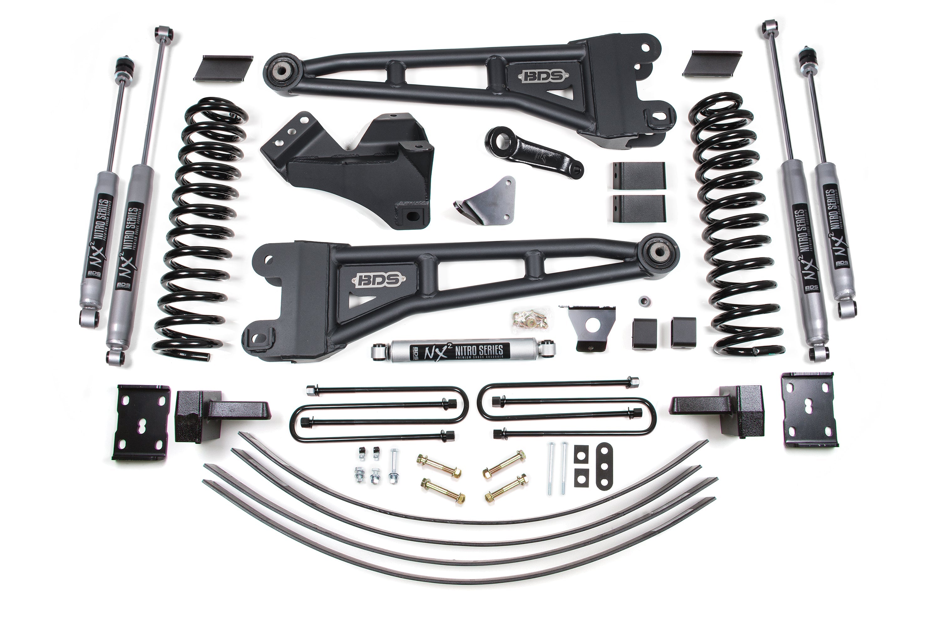 6 Inch Lift Kit w/ Radius Arm Ford F250/F350 Super Duty 05-07 4WD Diesel 4 Inch Block Add A Leaf With Overload BDS Suspension